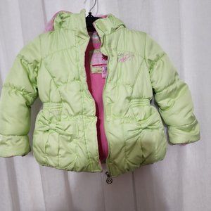 Zero Xposure Green Toddler Winter Jacket With Hoodie Fleece Lining Size 3T
